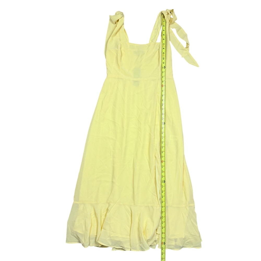 NWT Lulus Summer Invite Yellow Tie-Strap Tiered Midi Dress Size L - Picture 11 of 13